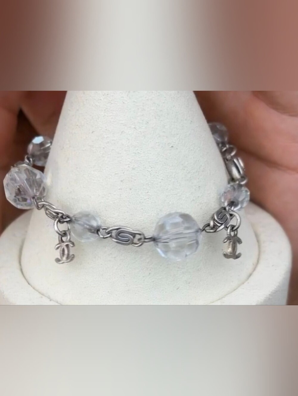 Crystal Bead Bracelet with Silver Links